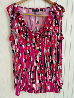 Apostrophe Hot Pink Printed Cowl Neck Tank Top Size M